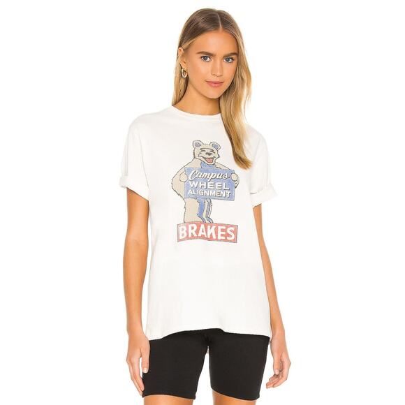 RE/DONE 80s Oversized 'Campus Wheel' Tee - S - Vintage White - Picture 1 of 4